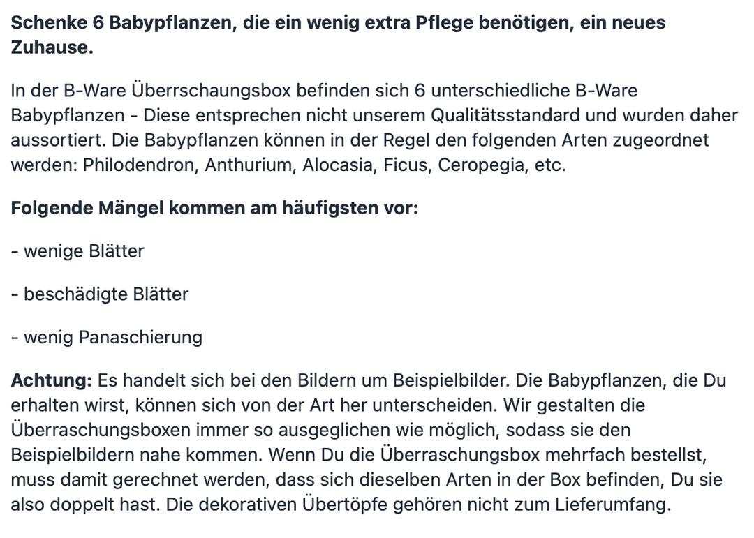 B-Ware Überraschungsbox - Babypflanzen Foliage Dreams