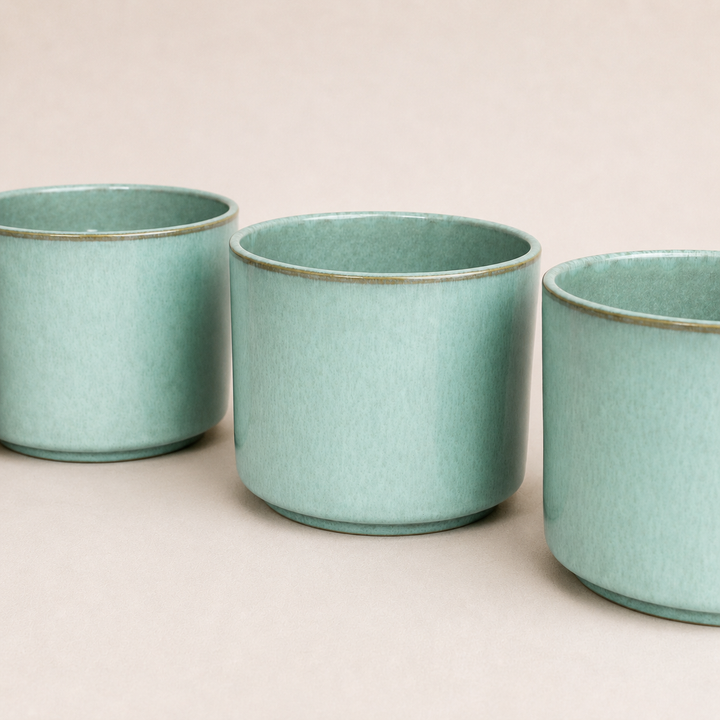 Übertopf Calma – Mint | Premium Shine Glaze Foliage Dreams