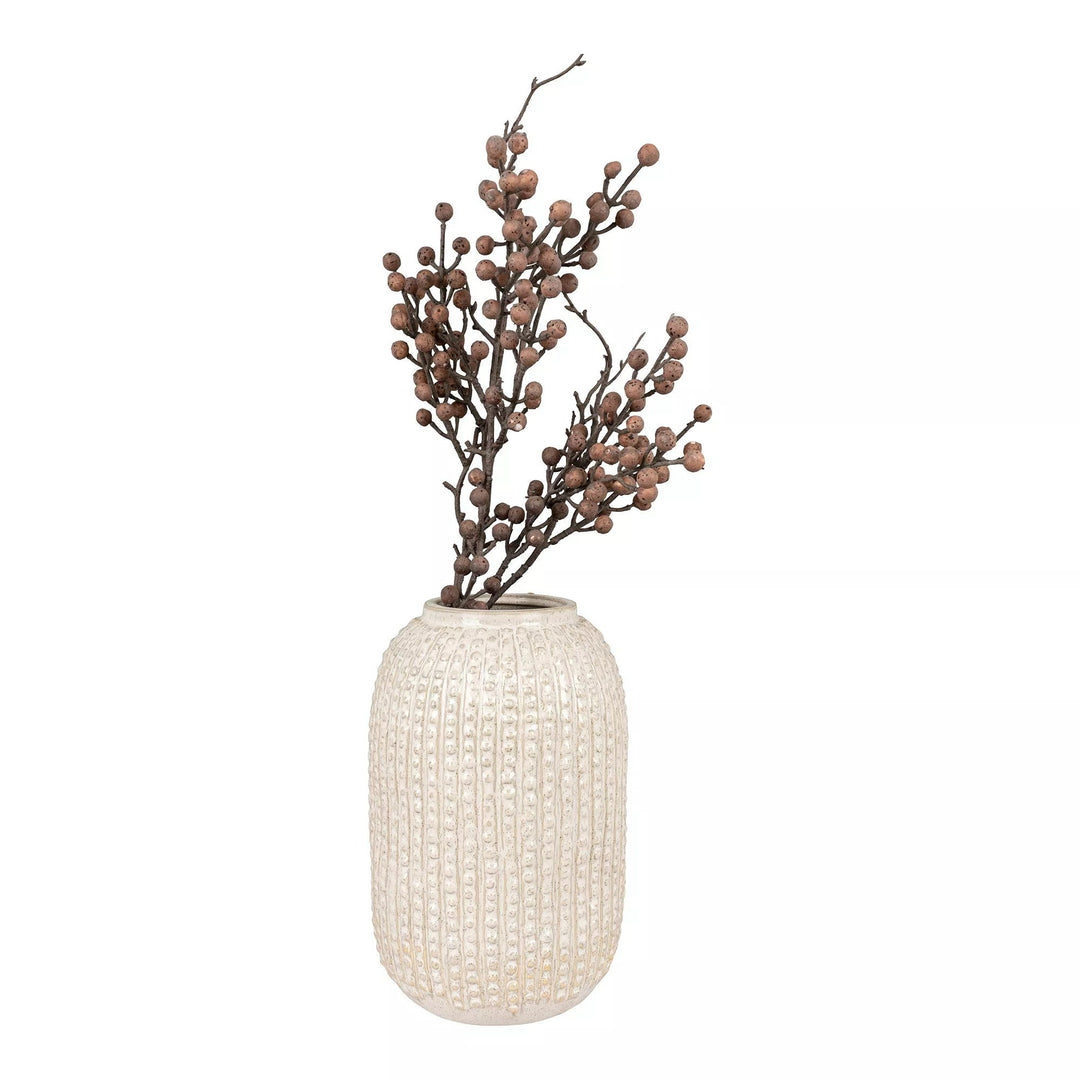 Vase  -  aus Keramik, beige mit Muster, , Ø16x25,5 cm Foliage Dreams